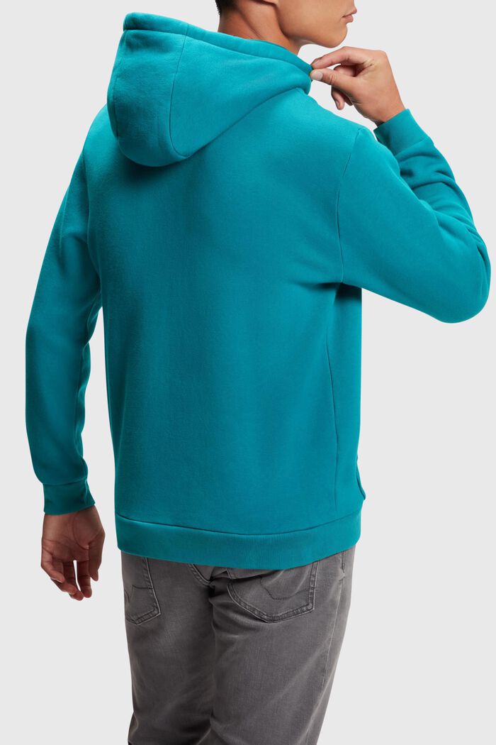 Logo print hoodie, TEAL BLUE, detail image number 1