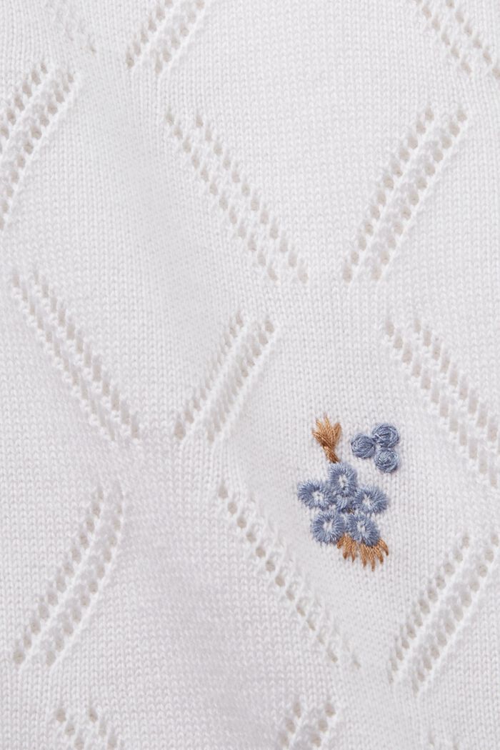 Embroidered short sleeve jumper, 100% cotton, WHITE, detail image number 5