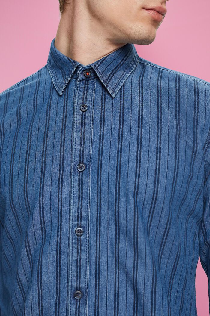Slim fit denim shirt with stripes, NAVY, detail image number 2