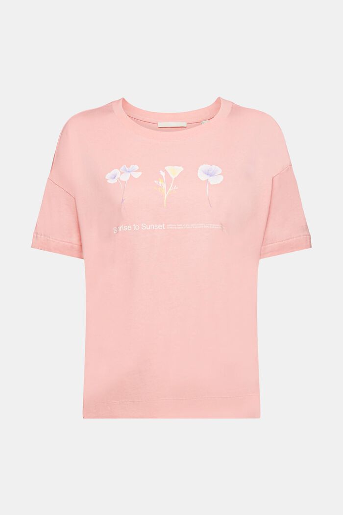 T-shirt with floral chest print, PINK, detail image number 6