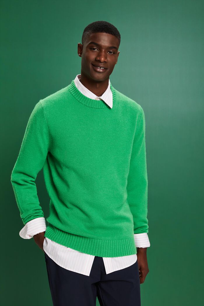 Cashmere sweater, DARK GREEN, detail image number 1