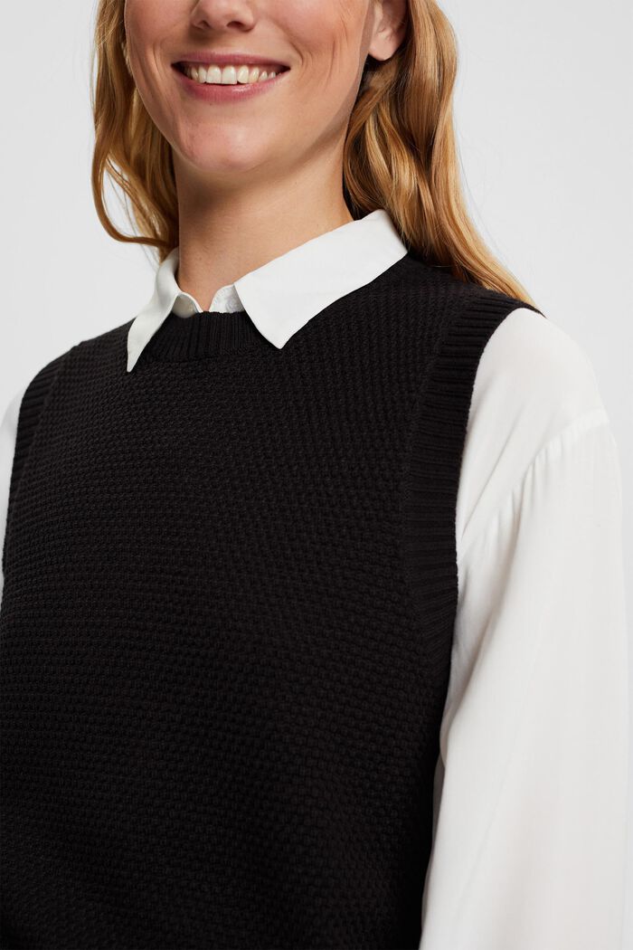 Sleeveless jumper, cotton blend, BLACK, detail image number 0