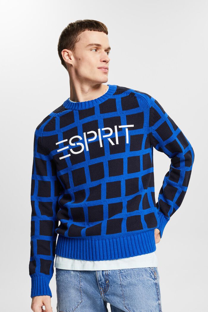 Logo Chunky Knit Sweater, BRIGHT BLUE, detail image number 0