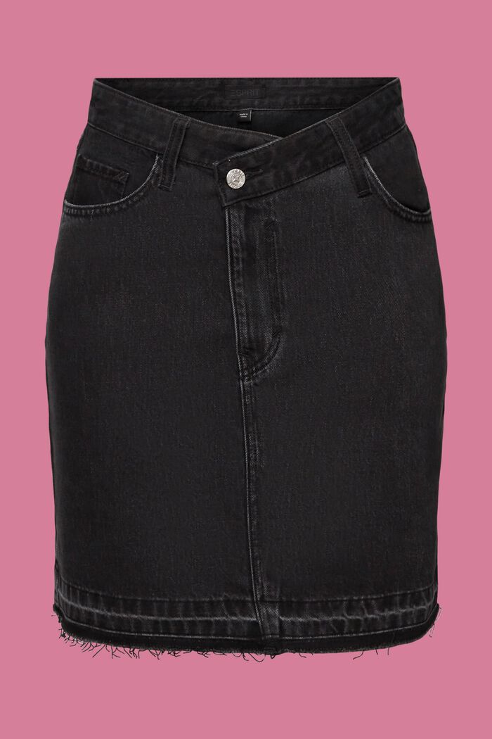 Jeans mini skirt with an asymmetric waistband, BLACK MEDIUM WASHED, detail image number 8