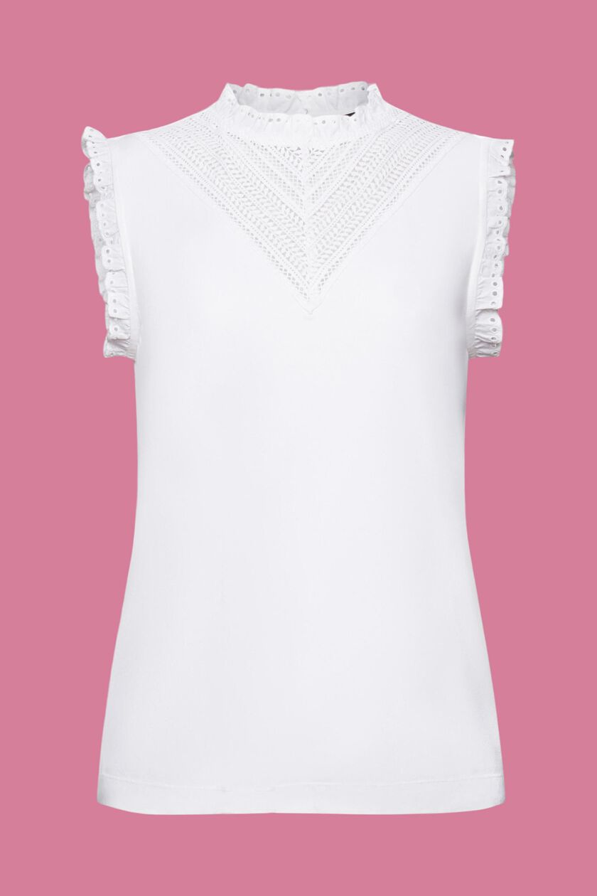 Jersey top with lace inserts