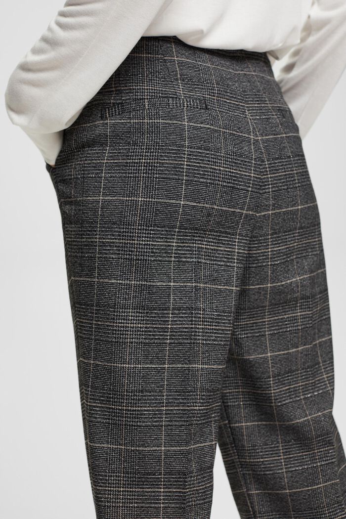 Checked high-rise trousers, GUN METAL, detail image number 3