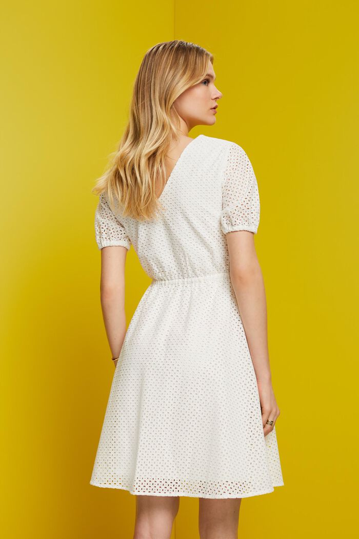 Laced cotton dress, WHITE, detail image number 3