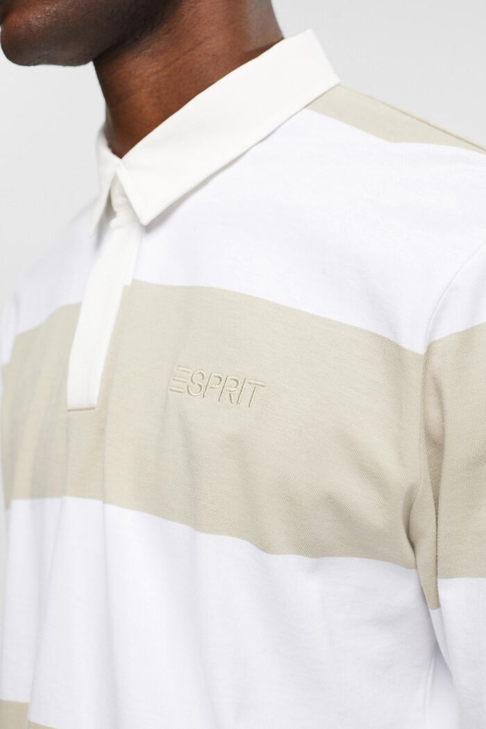 Long-sleeved polo shirt with stripes, DUSTY GREEN, detail image number 2