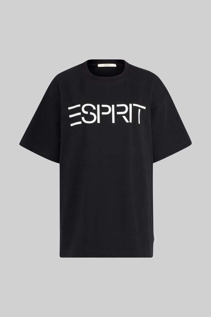 Unisex T-shirt with a logo print, BLACK, detail image number 2