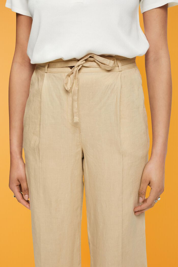 Wide Leg Linen Pants, SAND, detail image number 2