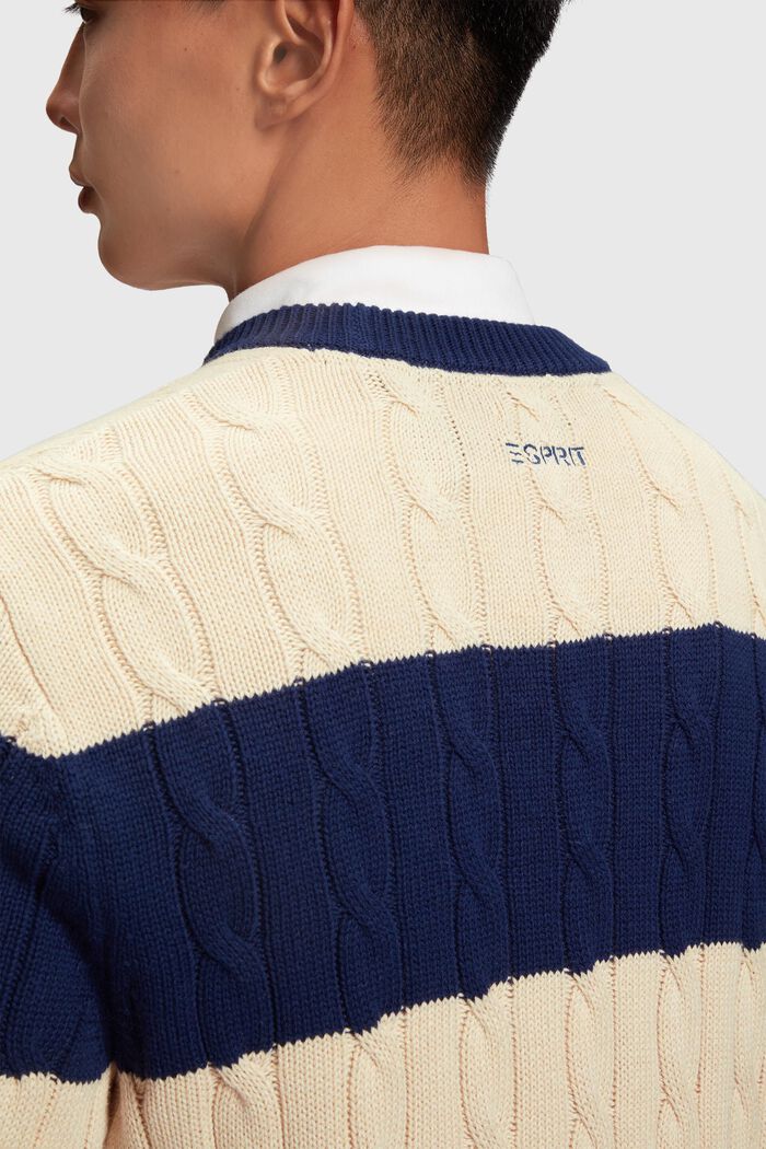 Striped cable knit sweater, SAND, detail image number 3