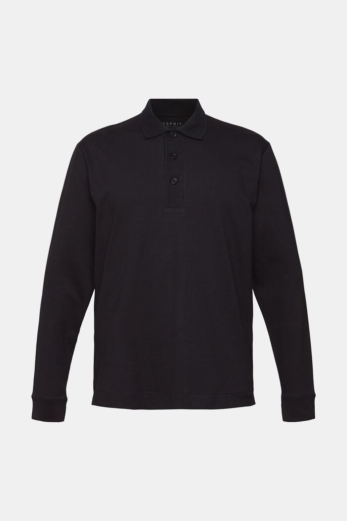 Long sleeve polo shirt, BLACK, detail image number 5