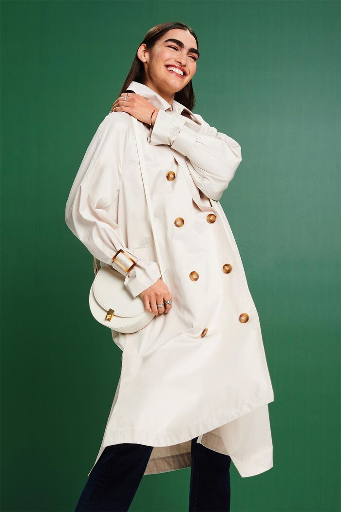 Double-Breasted Trench Coat, LIGHT BEIGE, detail image number 4