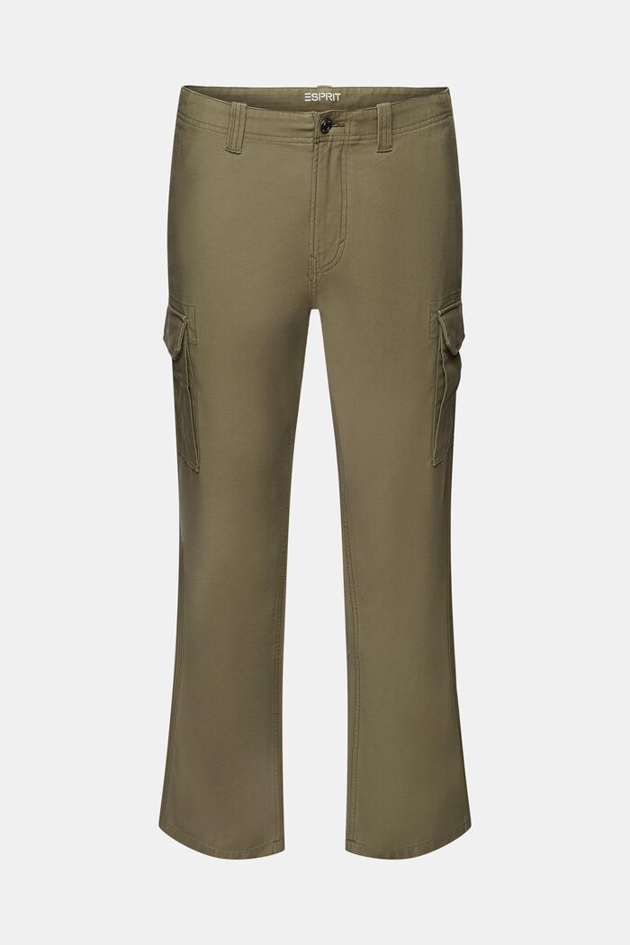 Washed cargo trousers, 100% cotton, KHAKI GREEN, detail image number 7