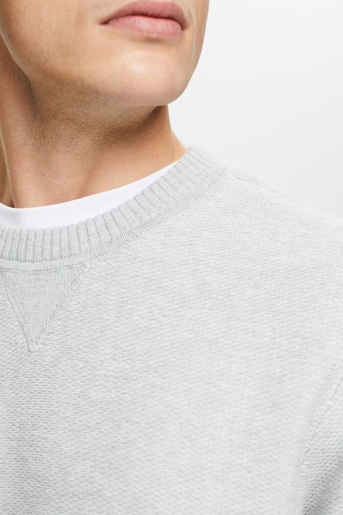 Short-Sleeve Crewneck Sweater, LIGHT GREY, detail image number 3